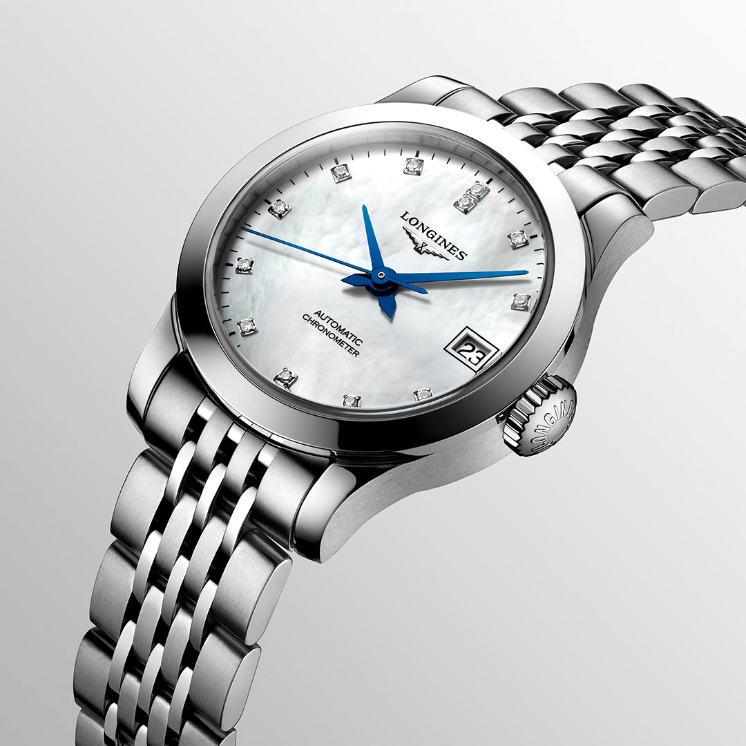 Longines Record Mother of Pearl Automatic Ladies Watch
