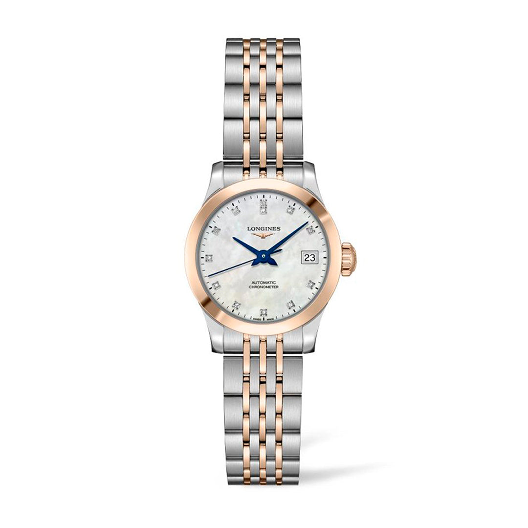 Longines Record Mother of Pearl Two Tone Automatic Ladies Watch