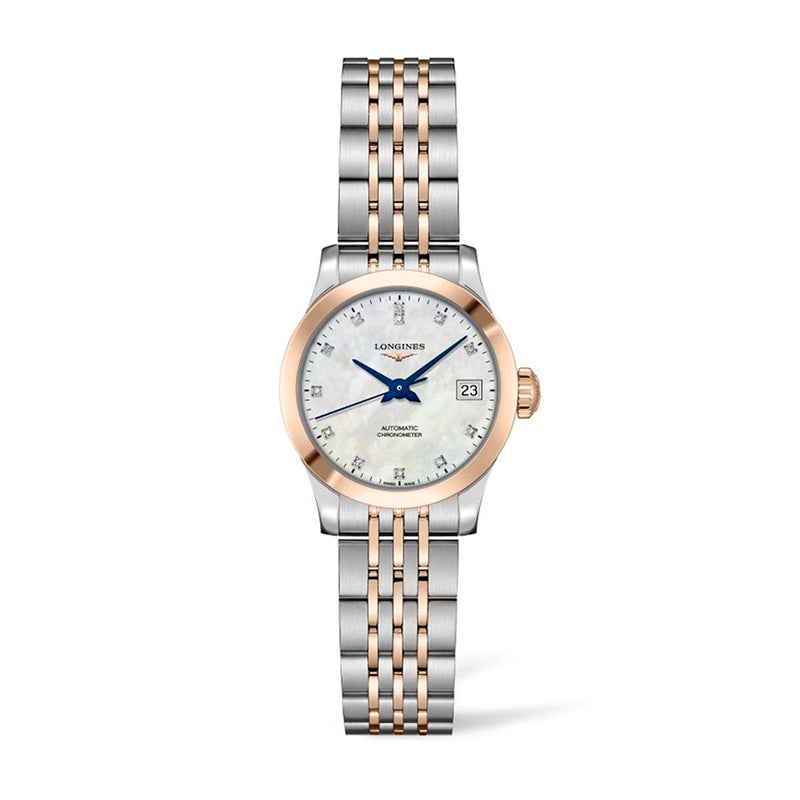 Longines Record Mother of Pearl Two Tone Automatic Ladies Watch