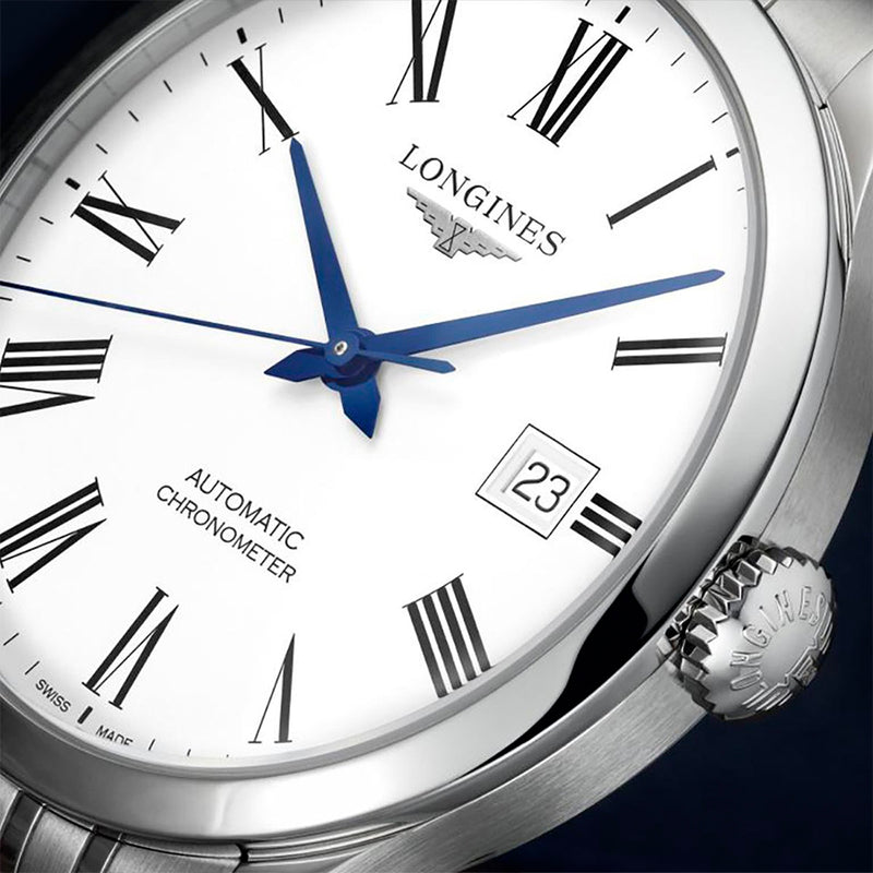 Longines Record Automatic Silver Mens Watch