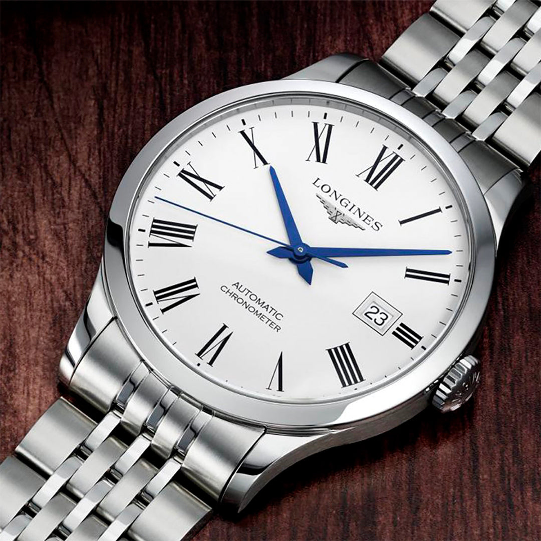 Longines Record Automatic Silver Mens Watch