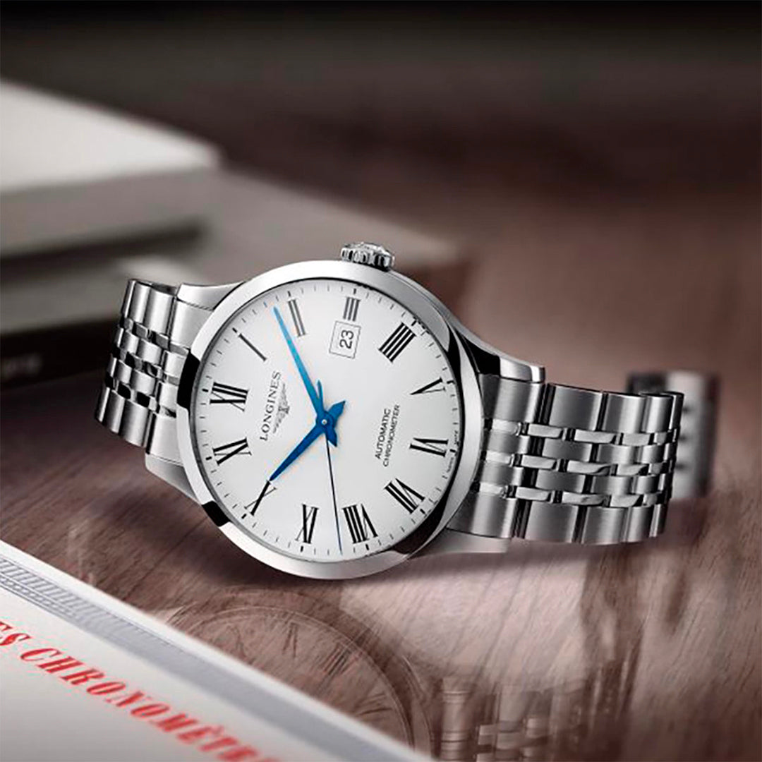 Longines Record Automatic Silver Mens Watch