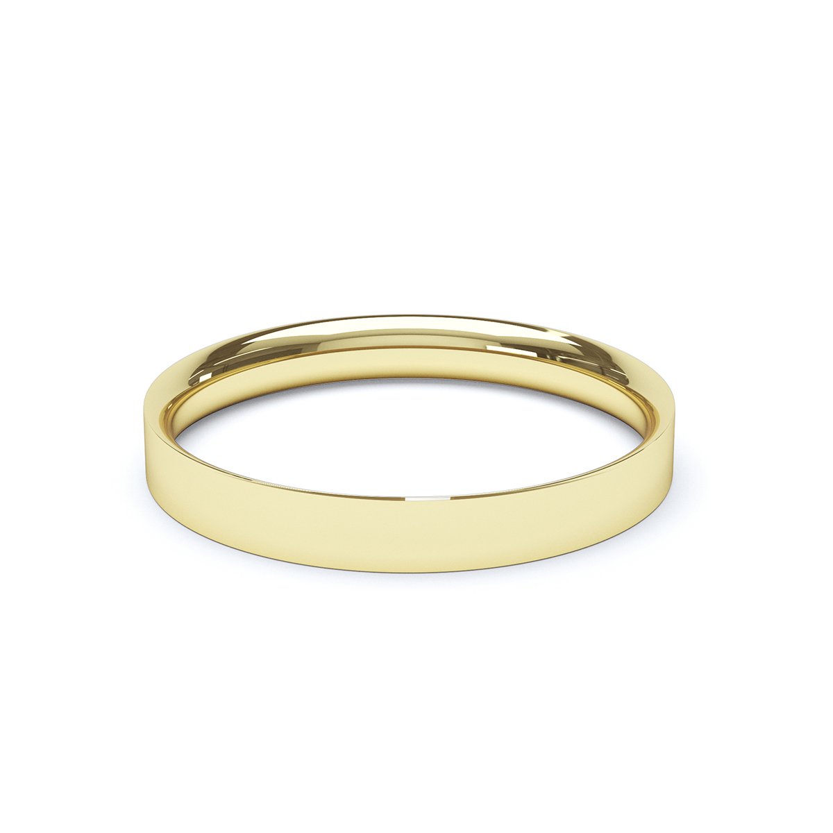 3mm yellow gold flat court wedding band