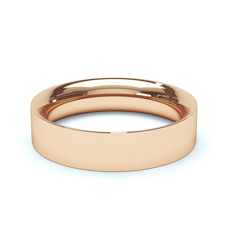 5.0mm 9ct Rose Gold Flat Court Wedding Band