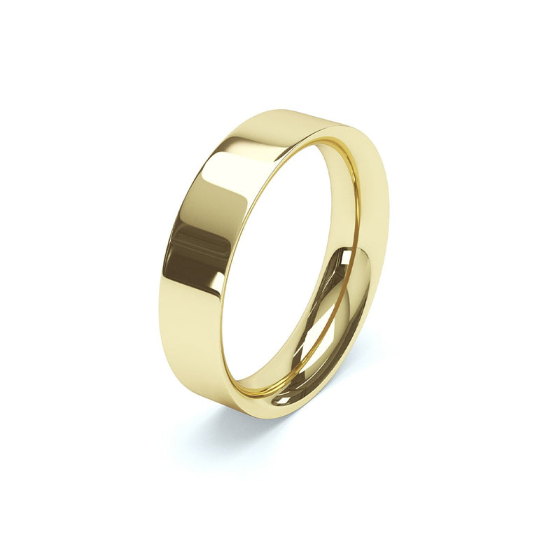 other angle mens yellow gold flat court wedding band
