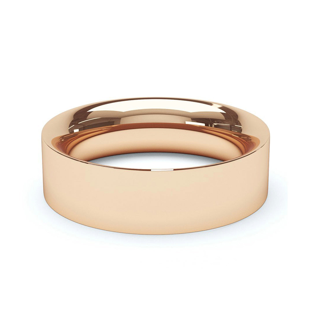 6.0mm 9ct Rose Gold Flat Court Wedding Band
