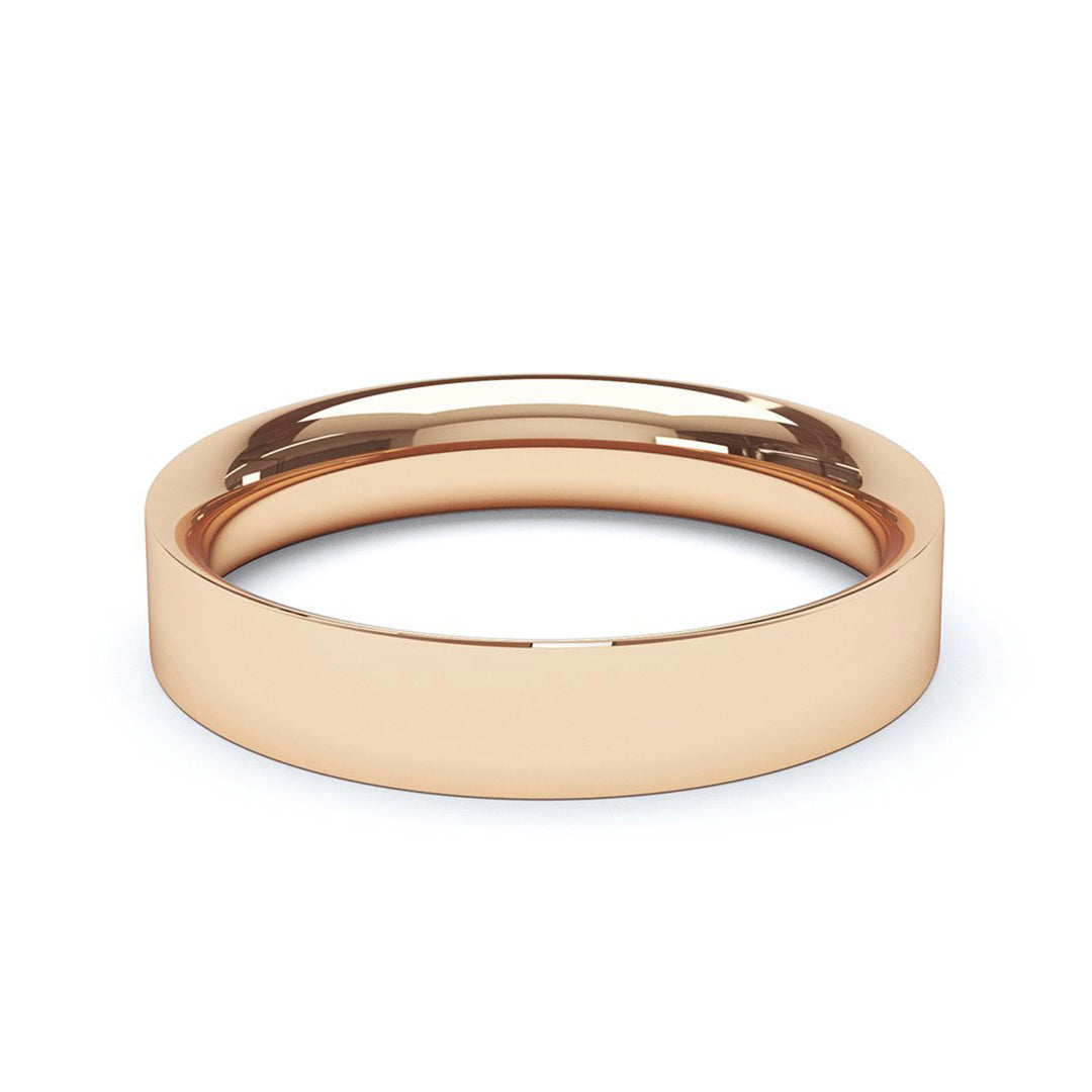 4.0mm 18ct Rose Gold Flat Court Wedding Band