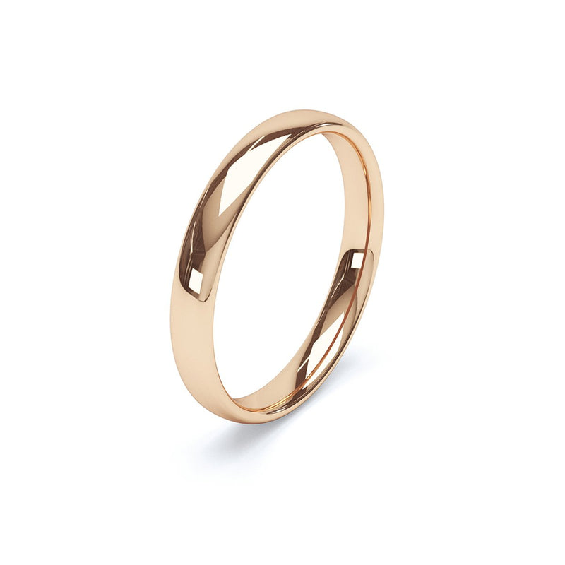 rose gold 3mm court wedding ring