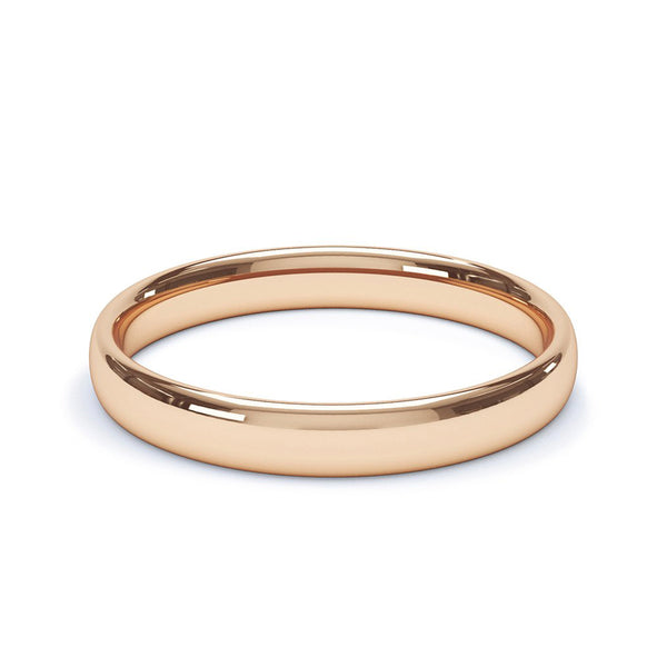 3.0mm 9ct Rose Gold Classic Court Wedding Band