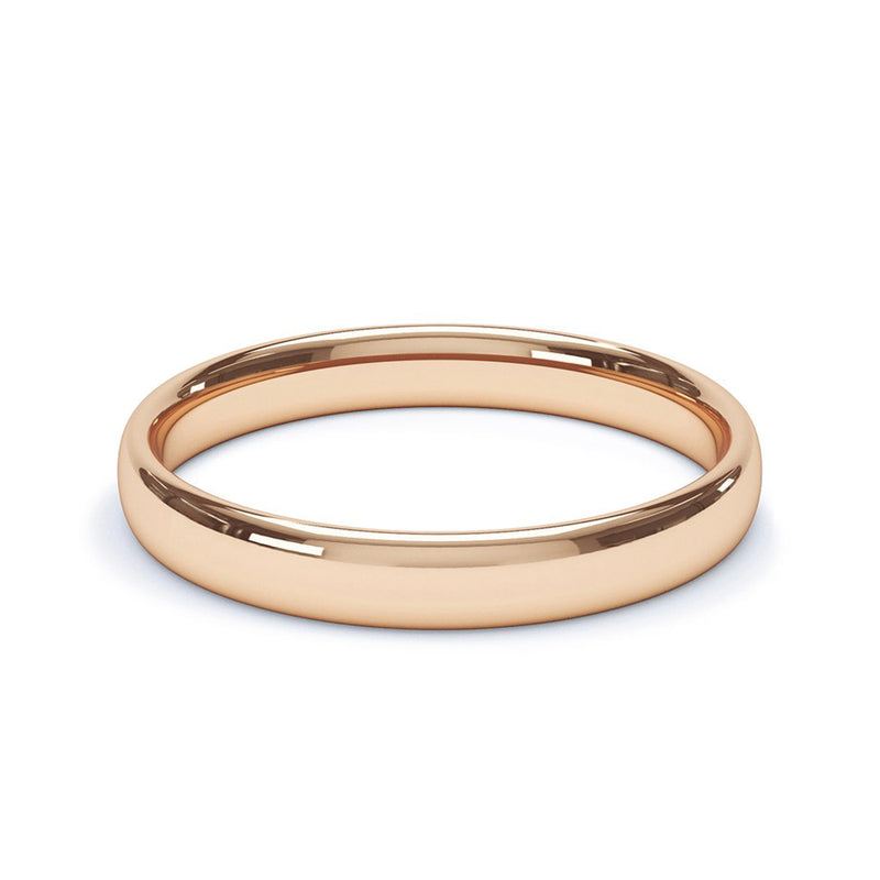 3.0mm 9ct Rose Gold Classic Court Wedding Band