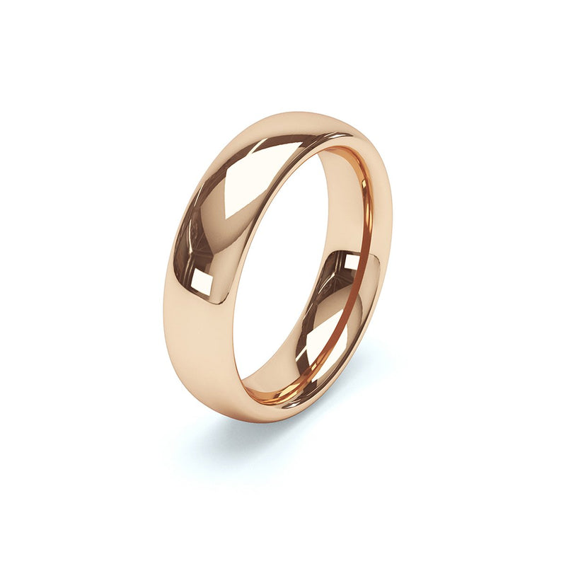 side angle of rose gold mens wedding ring