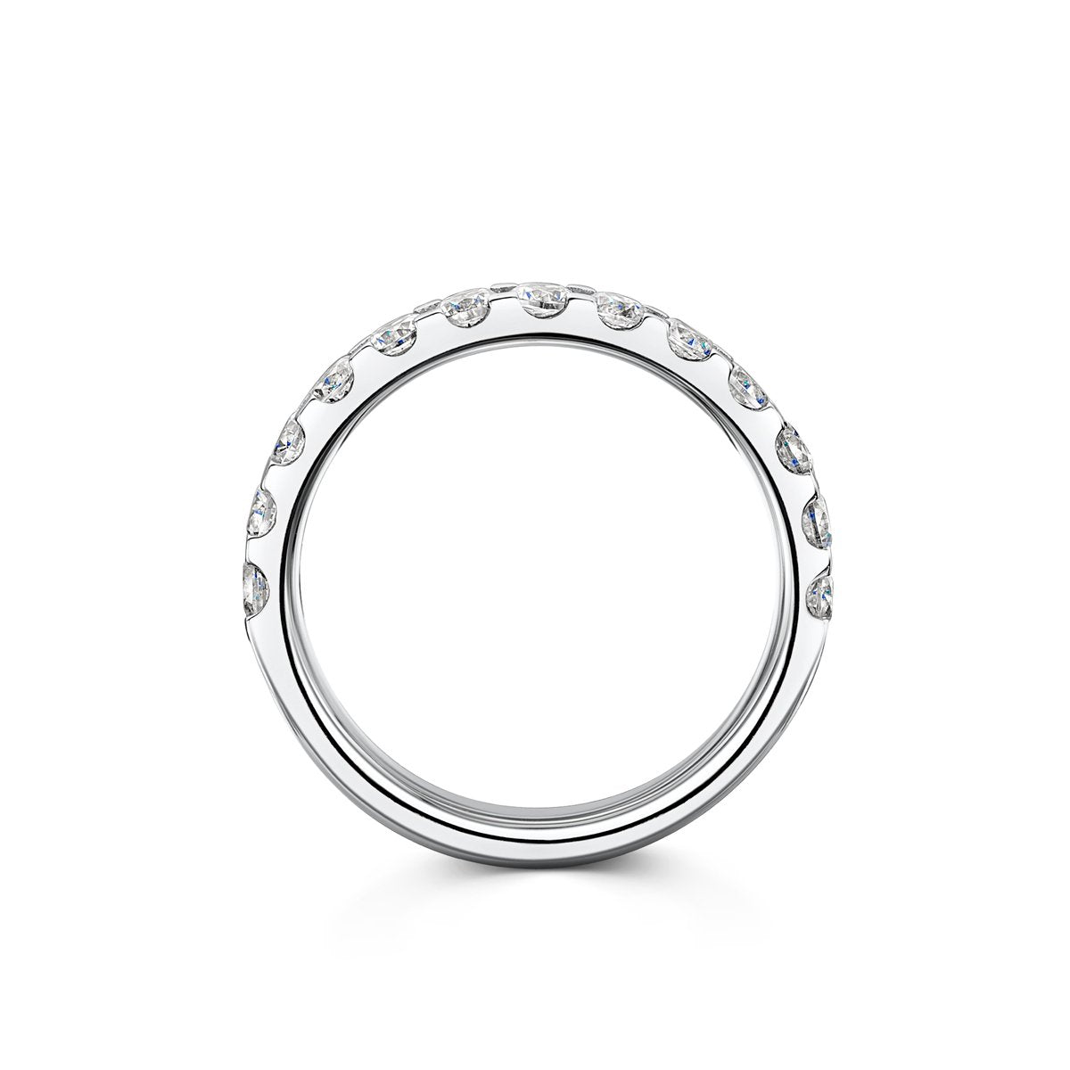side angle of claw set platinum band