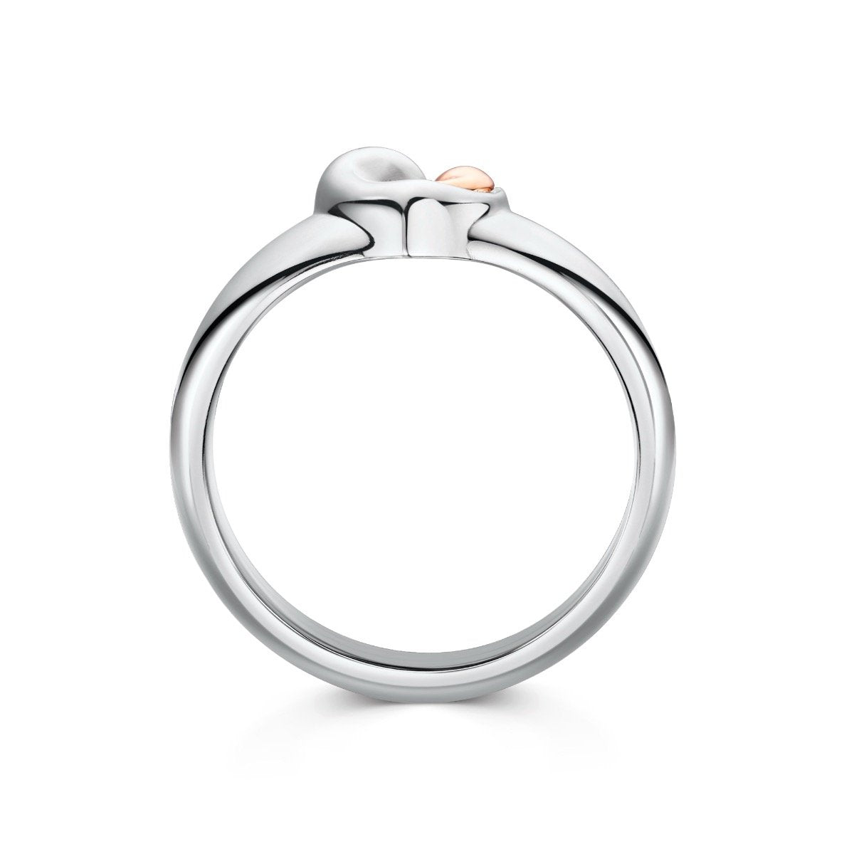 side angle of Rose Gold Mother & Child Signet Ring