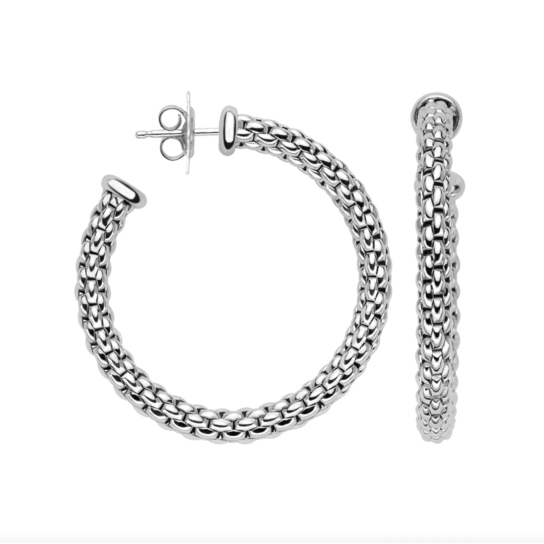 Fope Essentials 18ct White Gold Hoop Earrings