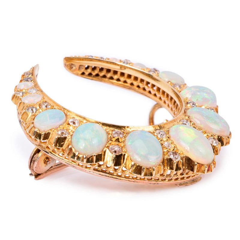 Pre-Owned Opal and Diamond Brooch