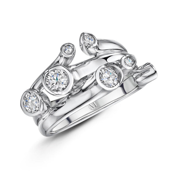 organic looking platinum seven stone diamond ring