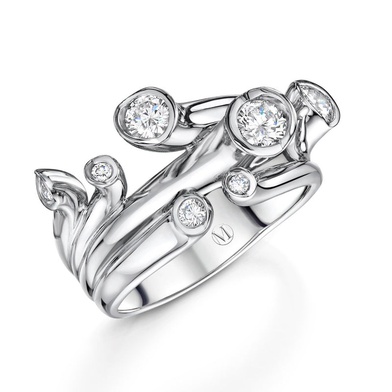 seven stone diamond ring in platinum