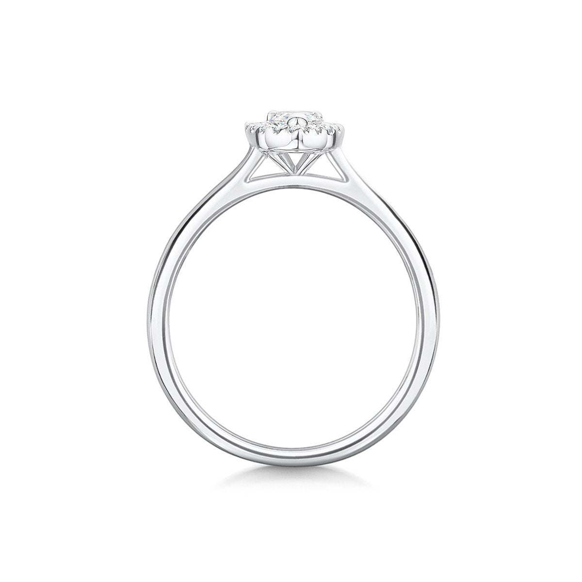 side angle of pear cut diamond engagement ring