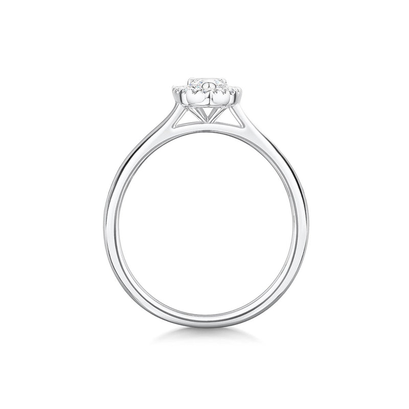 side angle of pear cut diamond engagement ring