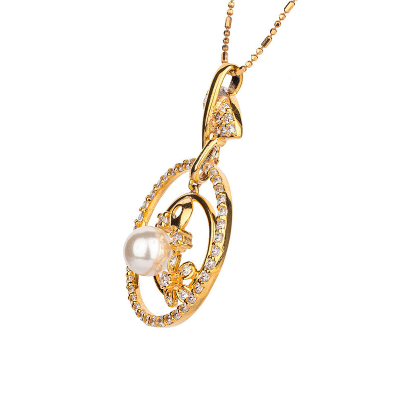 Pre-Owned Pearl and Diamond Gold Necklace