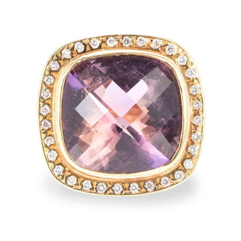 Pre-Owned 18ct Amethyst and Diamond Ring