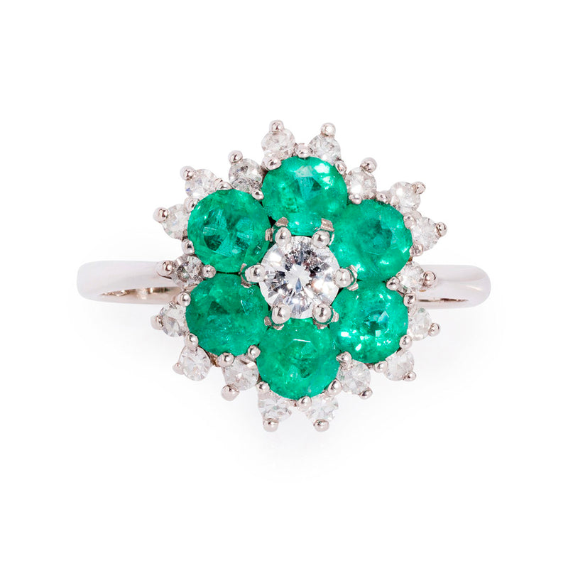 Pre-Owned 18ct Emerald and Diamond Ring