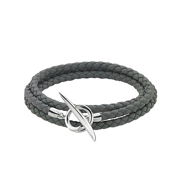 Shaun Leane Quill Sterling Silver Grey Leather Wrap Bracelet
