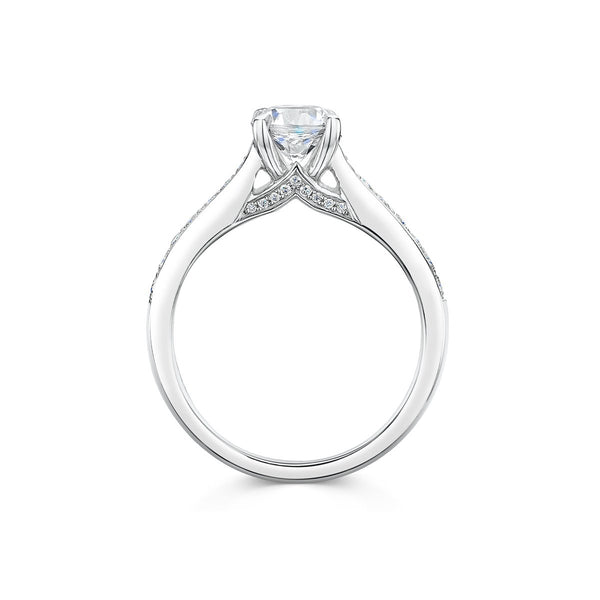 side angle of classic design diamond engagement ring