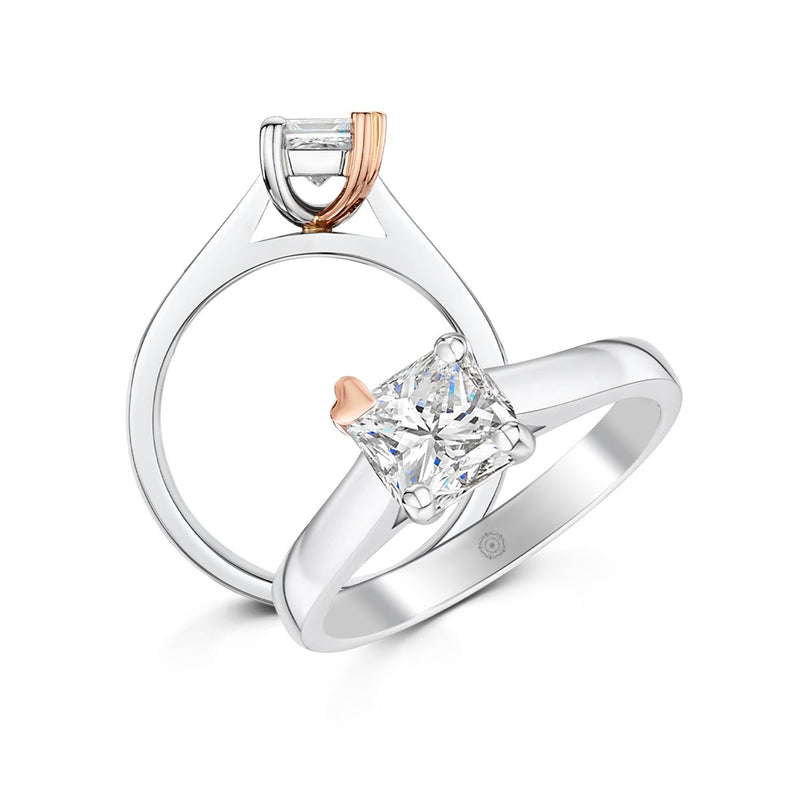 Sweetheart Princess Cut Engagement Ring