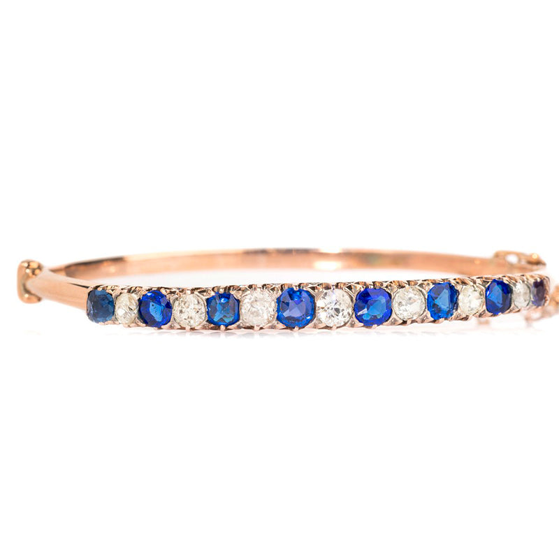 Pre-Owned Sapphire and Diamond Gold Bangle