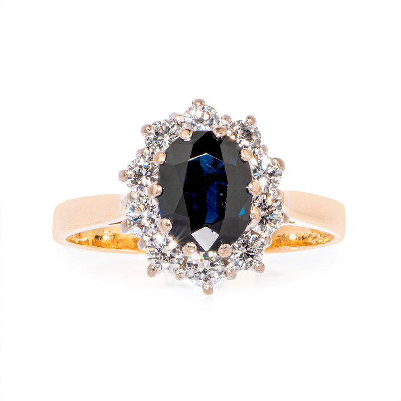 Pre-Owned Sapphire and Diamond Gold Ring