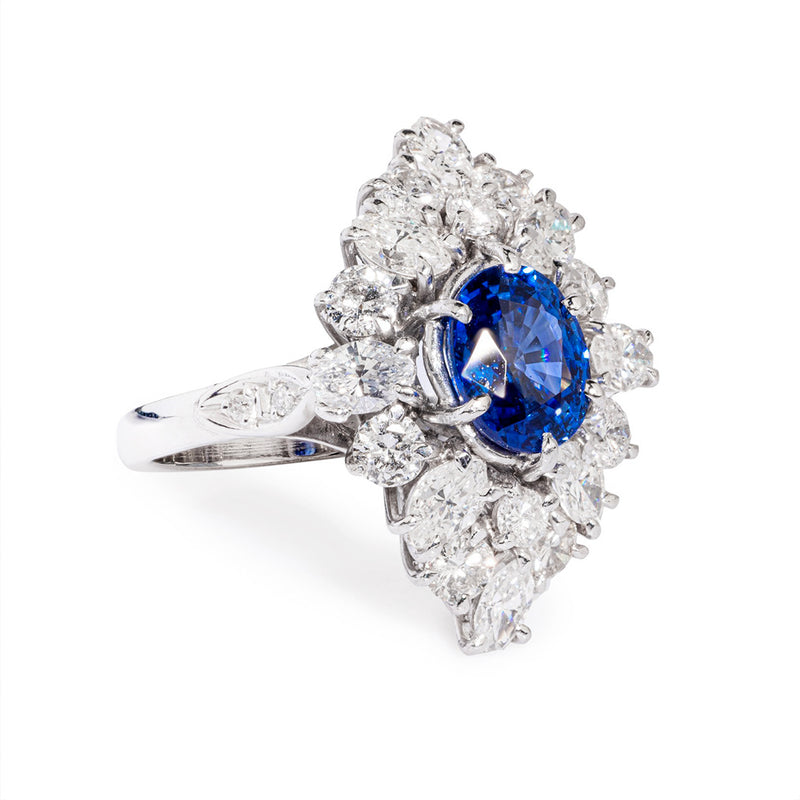 Pre-Owned Sapphire and Diamond Ring in White Gold