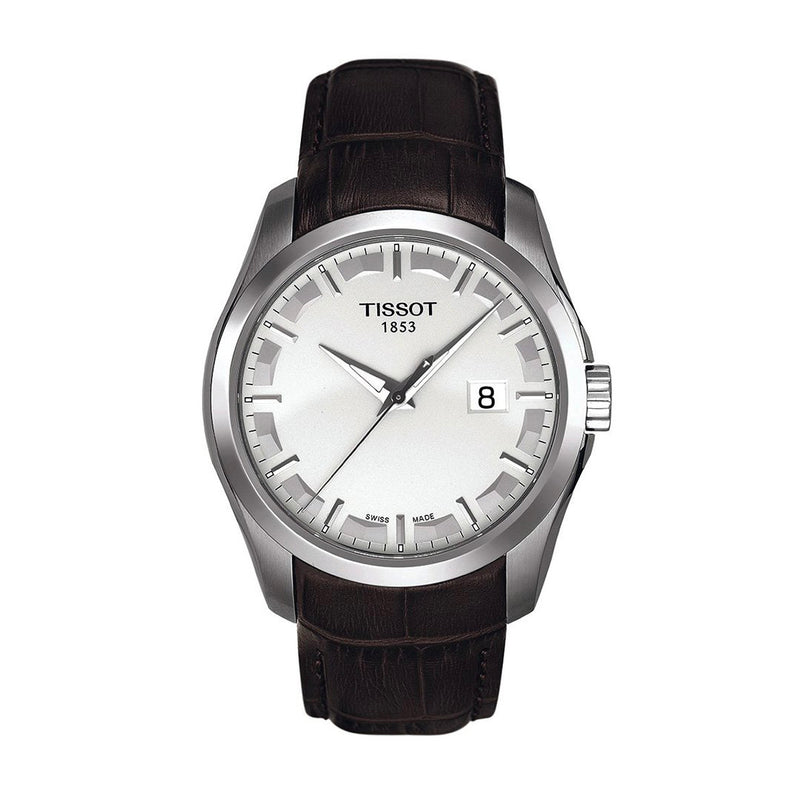 Tissot T-Classic Couturier Silver Leather Mens Watch