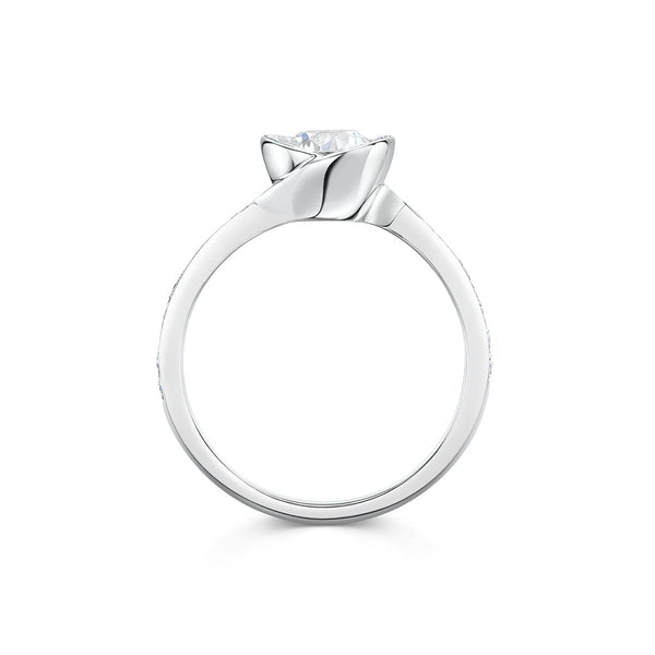 side angle of Tulip Engagement Ring