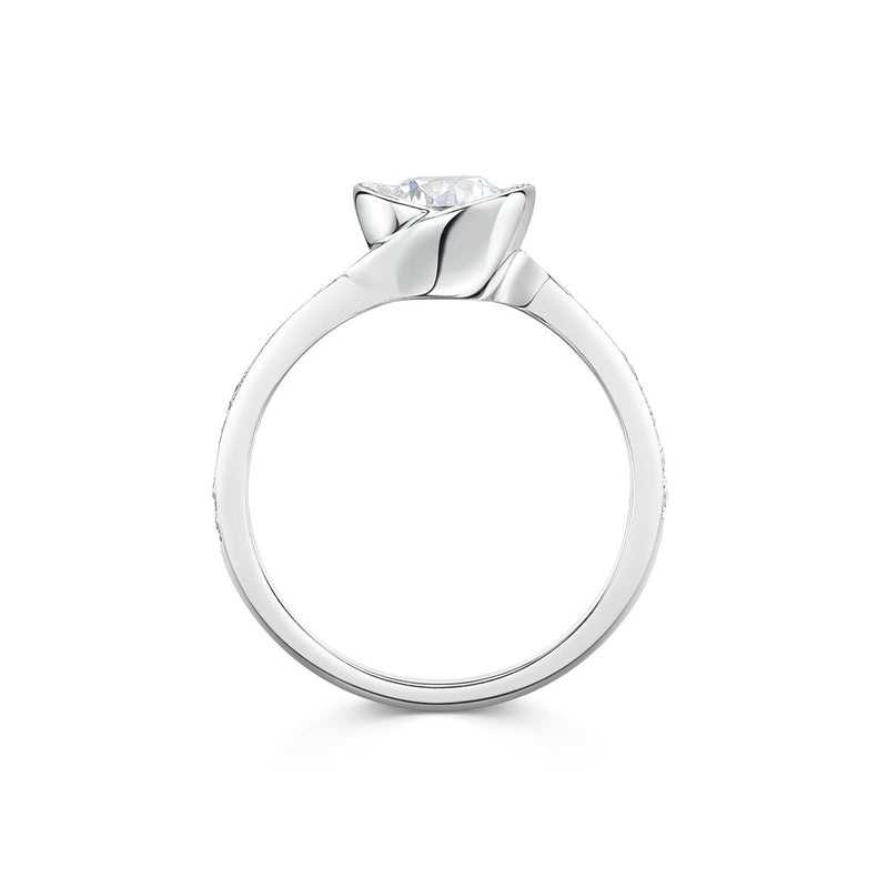 side angle of Tulip Engagement Ring