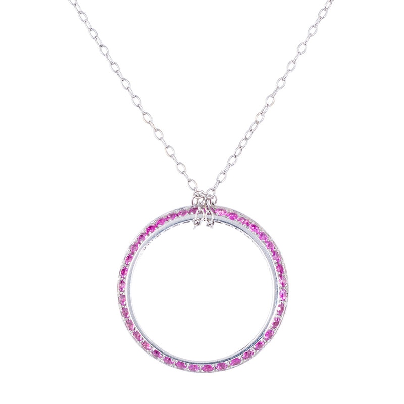 Pink Sapphire and White Gold Necklace