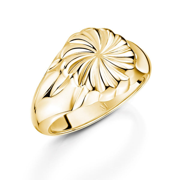 patterned ladies gold signet ring