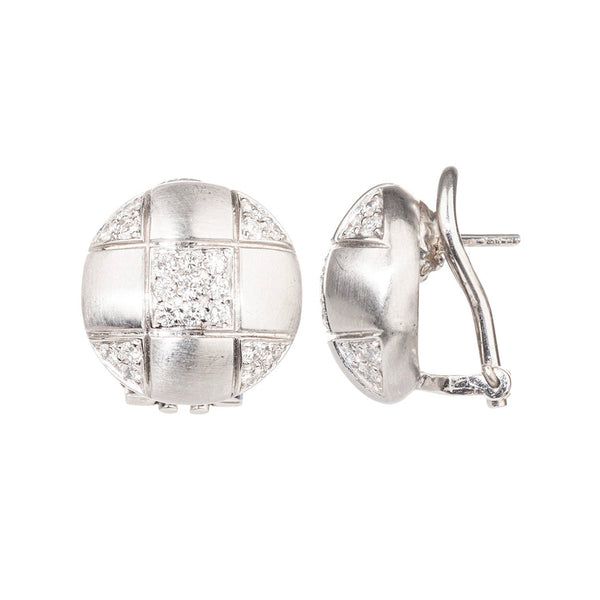 Pre-Owned White Gold and Pavé Diamond Earrings