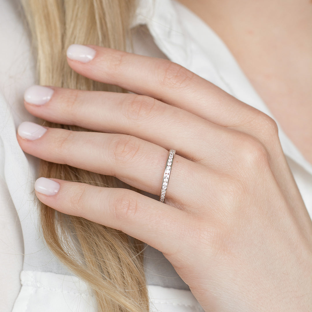 Beloved Platinum 0.25ct Half Diamond Band
