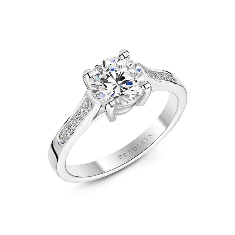 diamond shoulder set engagement ring in platinum