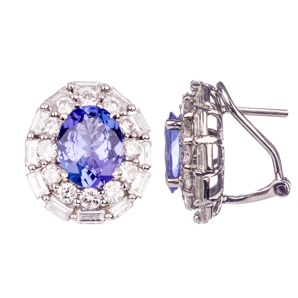 Tanzanite and Diamond White Gold Earrings