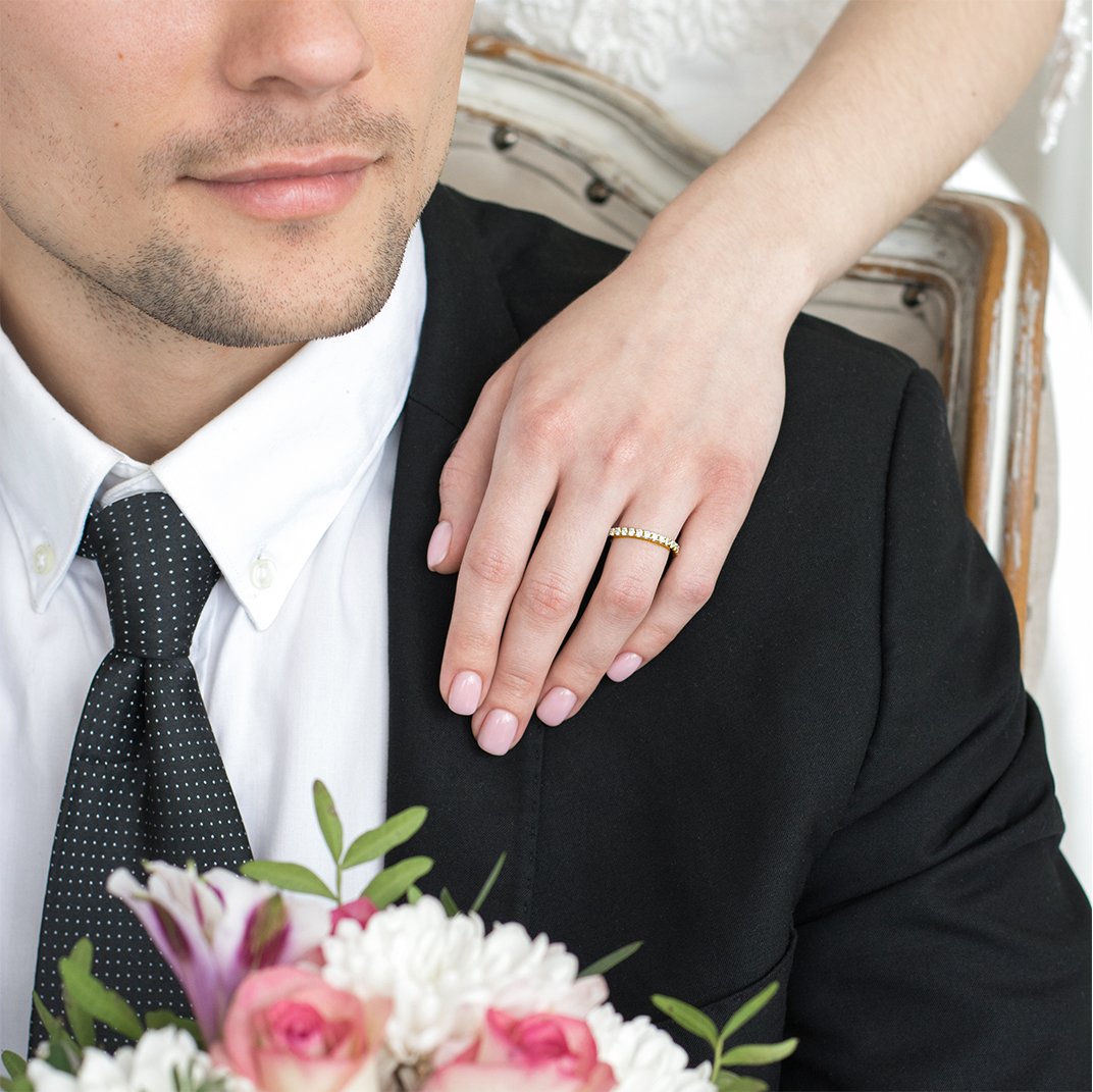 Embrace Platinum 0.35ct Half Diamond Band