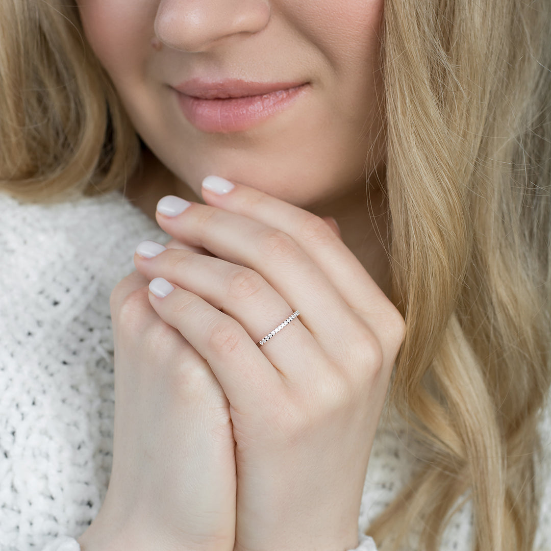 Embrace Platinum 0.15ct Half Diamond Band