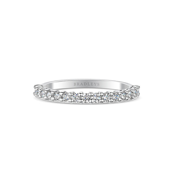  Front angle of Pod half eternity diamond ring in platinum