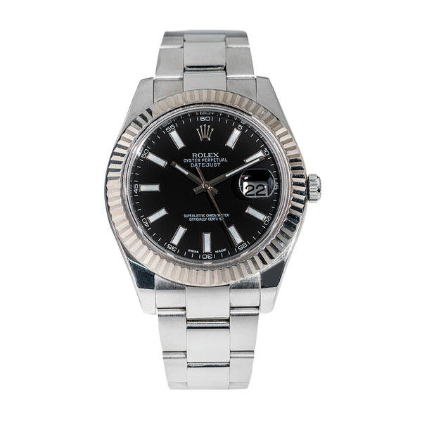 Pre-Owned Rolex Datejust Black Dial Watch